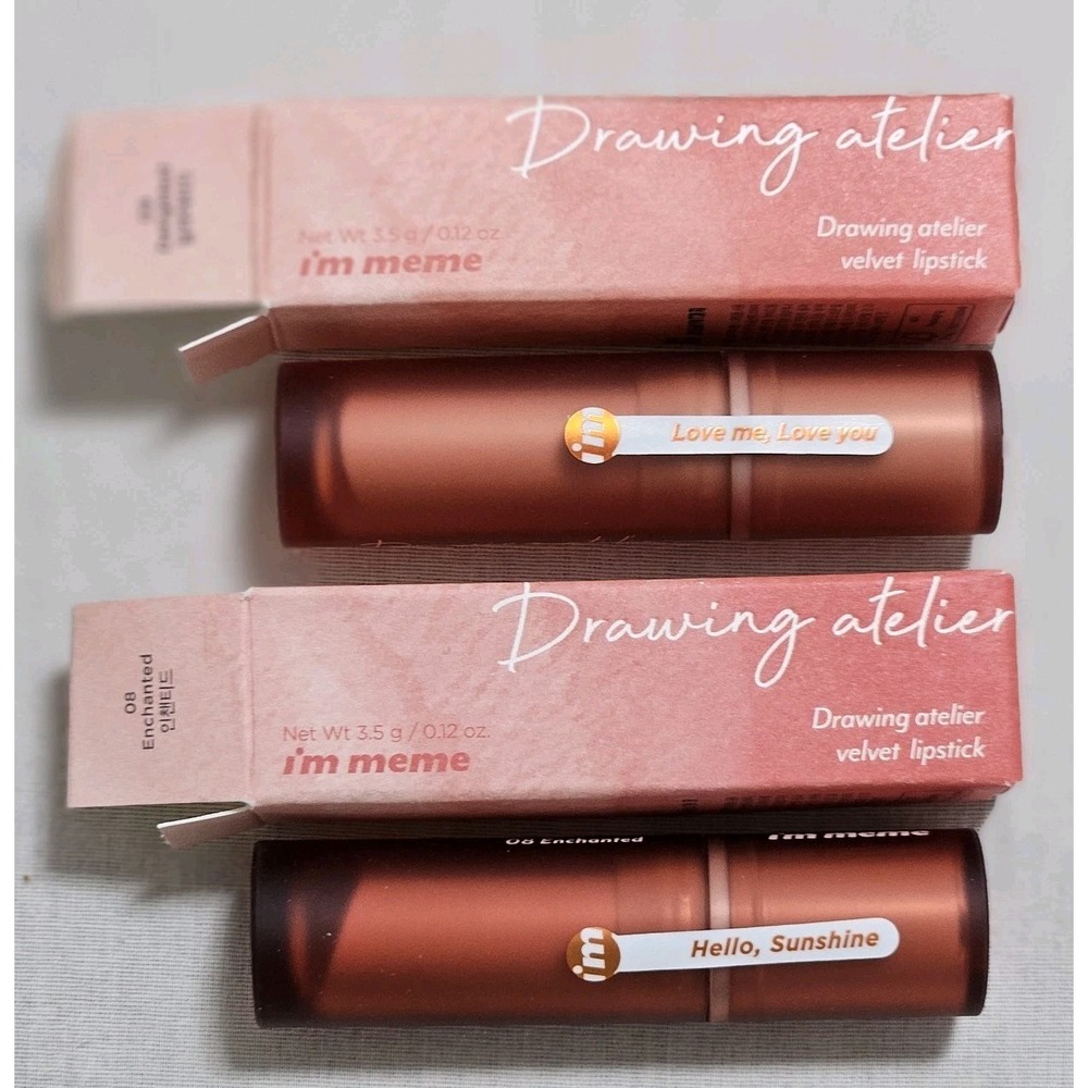 I'M MEME Drawing Atelier Velvet Lipstick Lot of 2 Highly-Pigmented #8 & #9 New